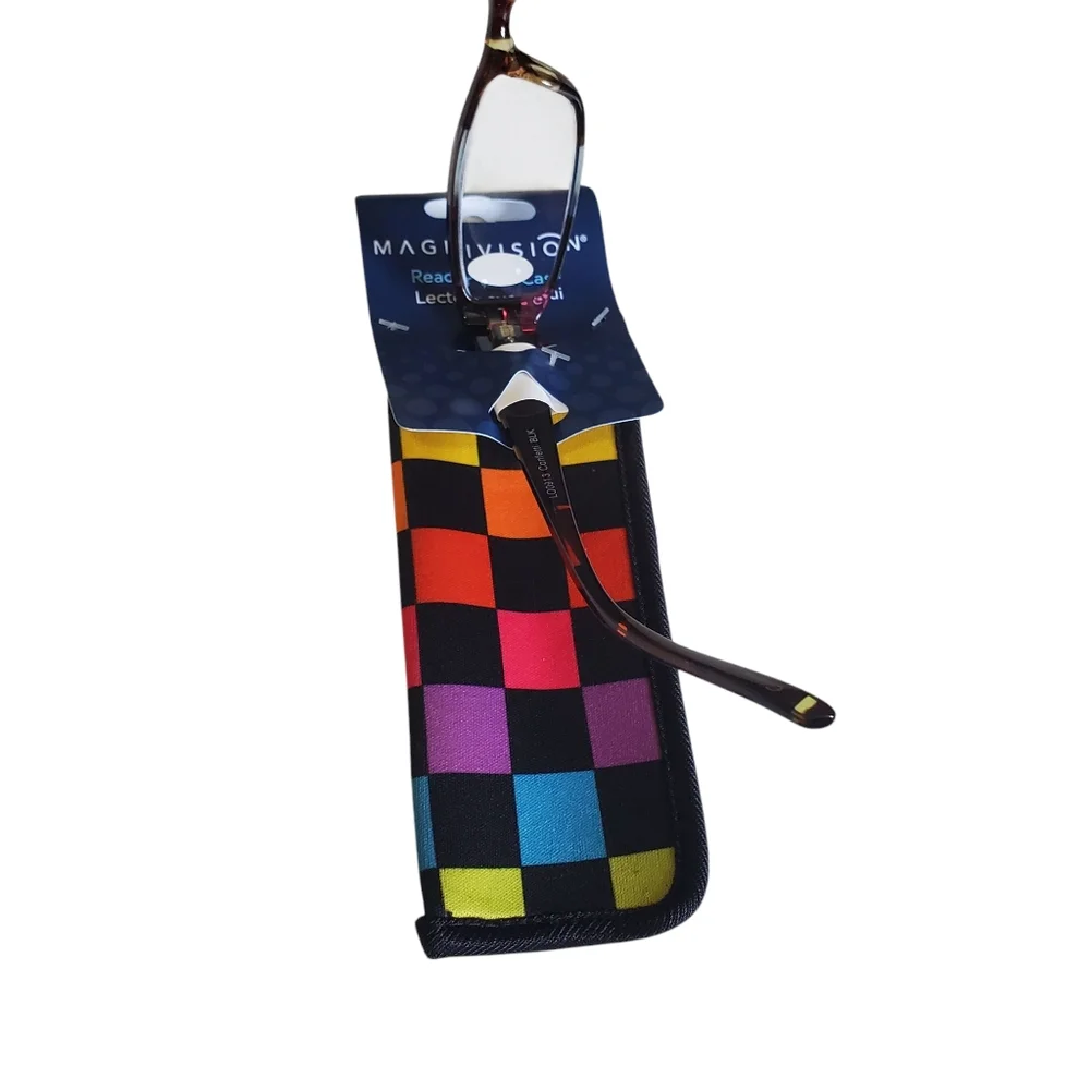 NWT Magnivsion +2.00 Reading Glasses with Case Multi-Color